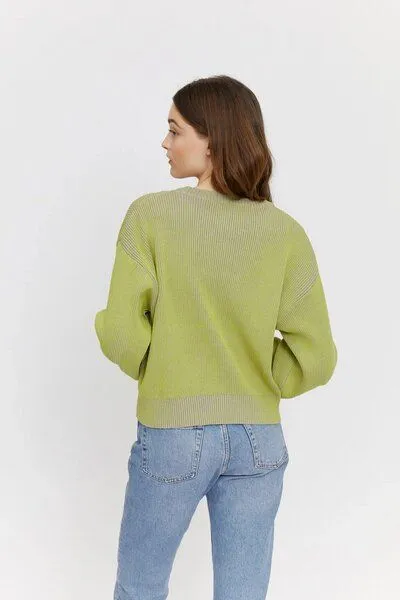 Mazine Mazine Valli Baumwollstrickpullover, Grün-lila, – Produktbild 2 von 4