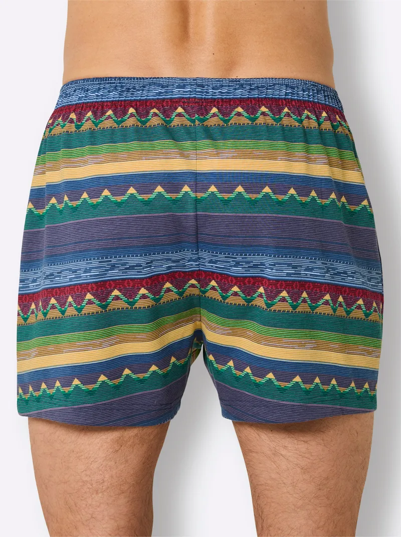wäschepur men Boxershorts, Jeansblau-bedruckt + dunkelblau + kirsche, – Produktbild 3 von 3