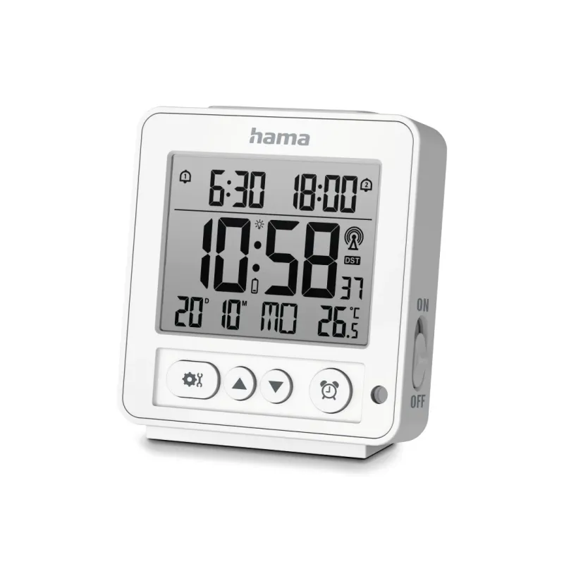 Hama Hama Digitaler Funkwecker "Rhodos", LCD, Weiß, – Produktbild 1 von 3