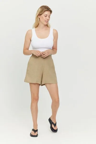 Mazine Mazine Kurze Hose - Pinki Shorts - aus Leinen, Braun (sandy olive), – Produktbild 2 von 4