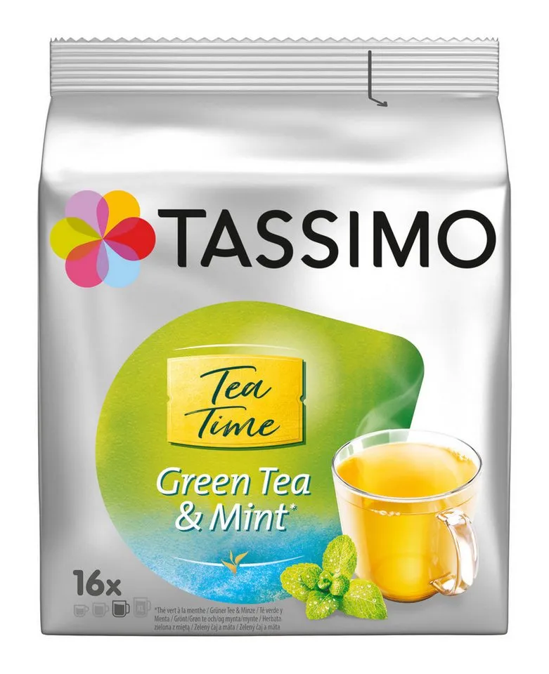 Tassimo Tassimo Tee Kapseln Tea Time Grüner Tee Minze T Discs 5x16 Teekapseln, (Packung, 5er Pack) – Produktbild 2 von 5