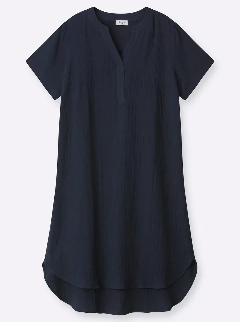 sheego Baumwollkleid, Tiefblau, – Produktbild 1 von 2