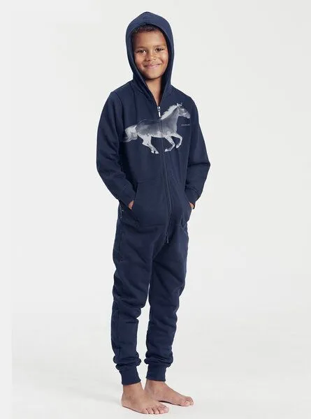 Peaces.bio - handbedruckte Biomode Peaces.bio - handbedruckte Biomode Jumpsuit Horsepower Kinder, Navy, – Produktbild 3 von 4
