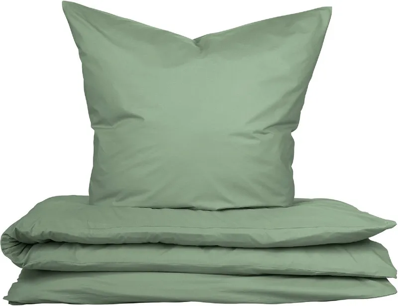 uncover by SCHIESSER Bettwäsche Soho aus weicher Baumwolle in gedeckten Uni-Farben, Renforcé, 2 teilig, OEKO-TEX® MADE IN GREEN, Grün, – Produktbild 1 von 5
