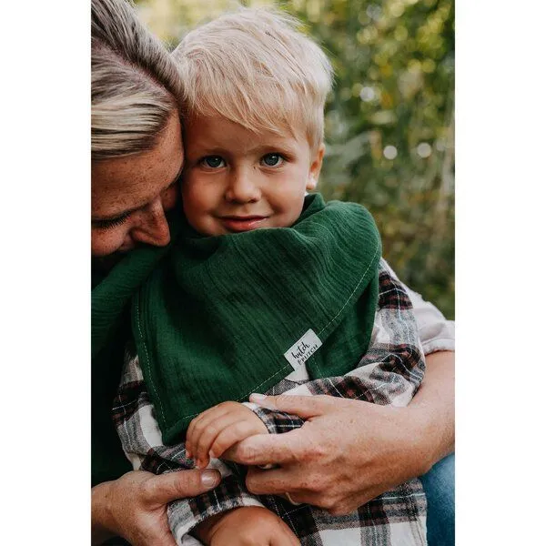 Hutch&Putch Hutch&Putch Musselin Halstuch - Dreieckstuch - Schal für Kleinkinder (1-6 Jahre) aus 100% Bio-Baumwolle, Tannengrün, – Produktbild 2 von 2