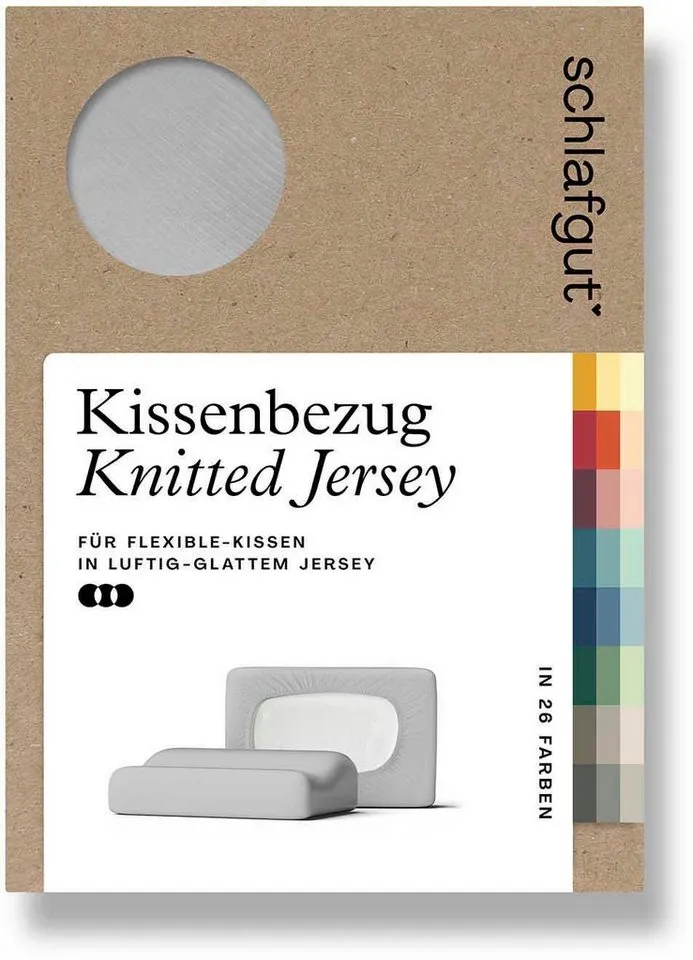 Schlafgut Schlafgut Kissenbezug Pure flexibler Kissenbezug für Nackenstützkissen, (1 Stück), Bio-Baumwolle mit Elasthan, mit Gummizug, bügelfrei, Grau, – Produktbild 2 von 5
