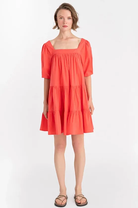 Neu Nomads Neu Nomads Damen vegan Kleid Mini Quadratischer Ausschnitt Koralle, Dunkelorange, – Produktbild 2 von 2