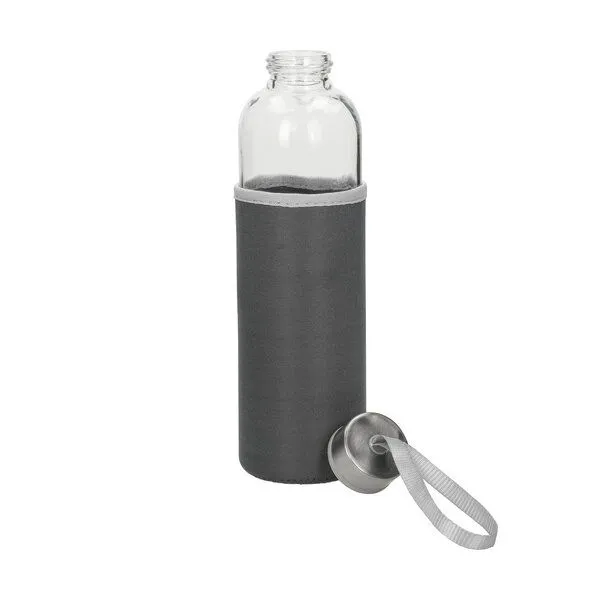 elasto elasto Glasflasche mit Trageschlaufe "Pure", Grau, – Produktbild 3 von 8