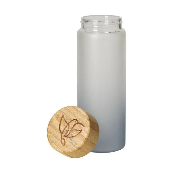 elasto elasto Glasflasche "Frosted" - Trinkflasche mit matten Farbverlauf fürs Büro, Grau, – Produktbild 3 von 7