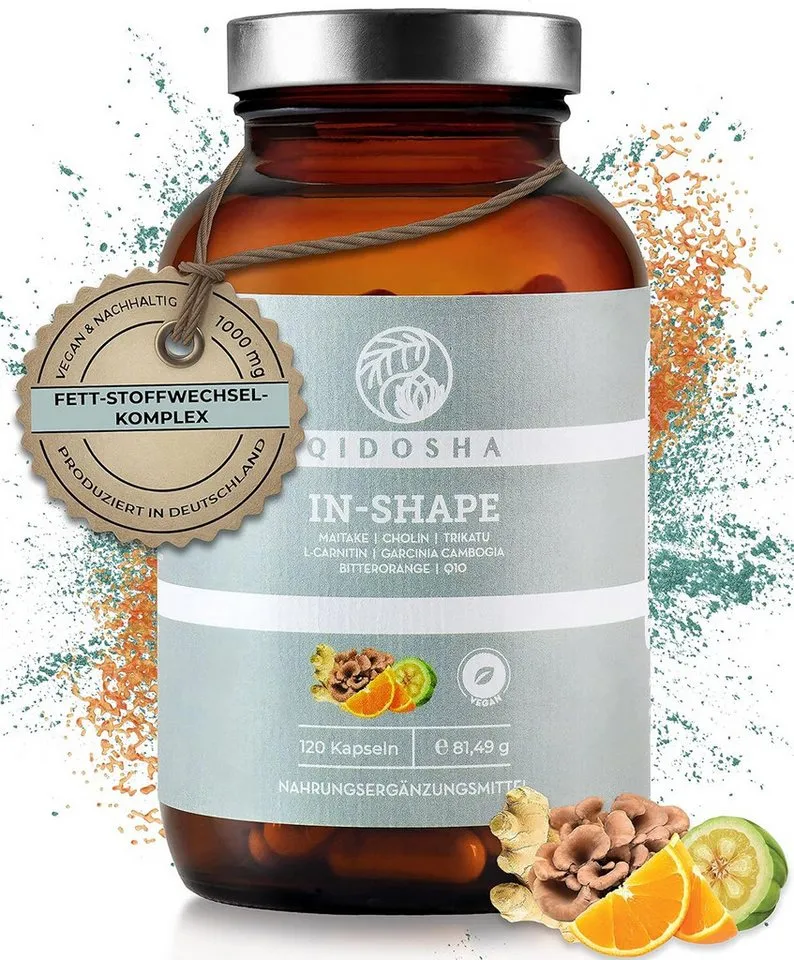 QIDOSHA IN-SHAPE Fettstoffwechsel- und Mitochondrien-Komplex Kapseln, 120 St., 81 g, Mit Cholin, L-Carnitin und Coenzym Q10 – Produktbild 2 von 5