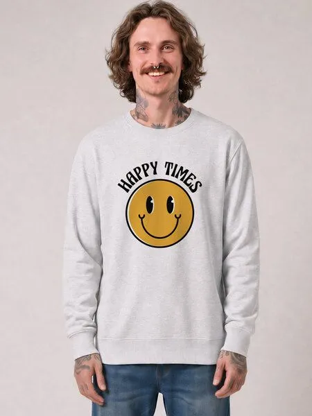 watapparel watapparel Sweatshirt Unisex Happy times, Cool heather grey, – Produktbild 2 von 2