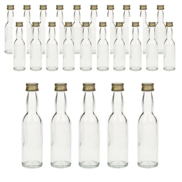 mikken mikken Set 25x Mini Glasflaschen als Geschenkflaschen Likörflaschen mit Trichter – Produktbild 1 von 3