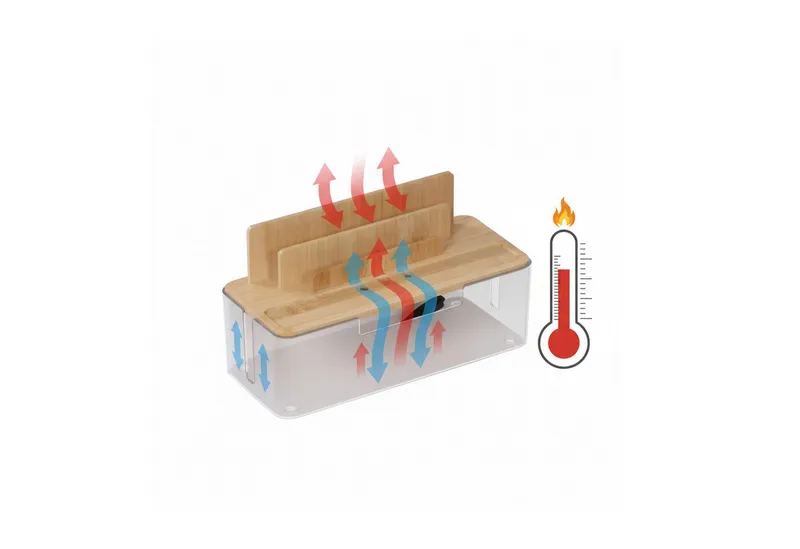 RELAXDAYS RELAXDAYS Kabelbox mit Handyhalter, (7-tlg), Braun|weiß, – Produktbild 5 von 5