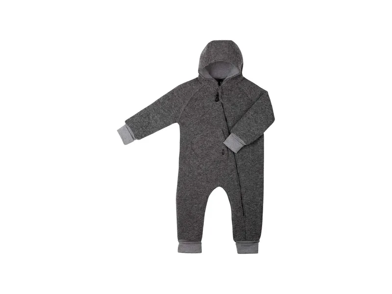 Pure pure by Bauer PURE PURE by Bauer Baby Overall mit Kapuze Bio-Schurwolle Walk grau-melange Gr. 62/68, Grau, – Produktbild 1 von 1