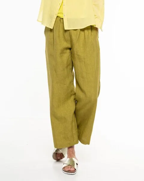Alma & Lovis Alma & Lovis Lässige Leinen Hose im modern Italian-Look | Leinen Straight Pants, Golden olive (grün), – Produktbild 1 von 4