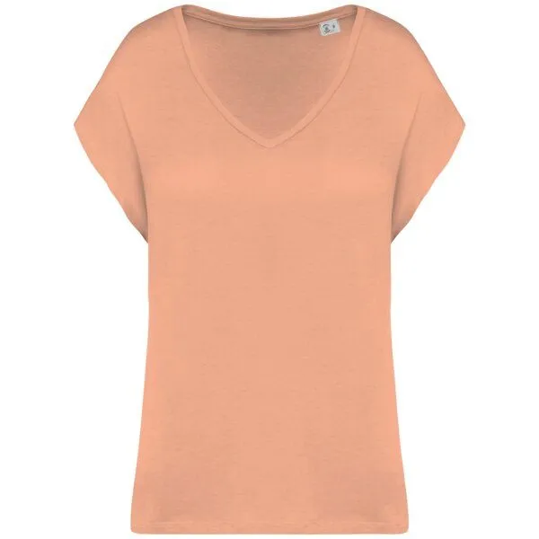 Greenspired Greenspired Umweltfreundliches Loose Damen-T-Shirt mit V-Ausschnitt 130g/m S- L, Aprikot, – Produktbild 1 von 2