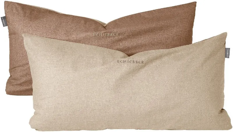 Schiesser Schiesser Kissenhüllen Doubleface aus weicher Baumwolle mit edlem Melangeeffekt in Wendeoptik, (2 Stück), OEKO-TEX® MADE IN GREEN, Beige, – Produktbild 2 von 5