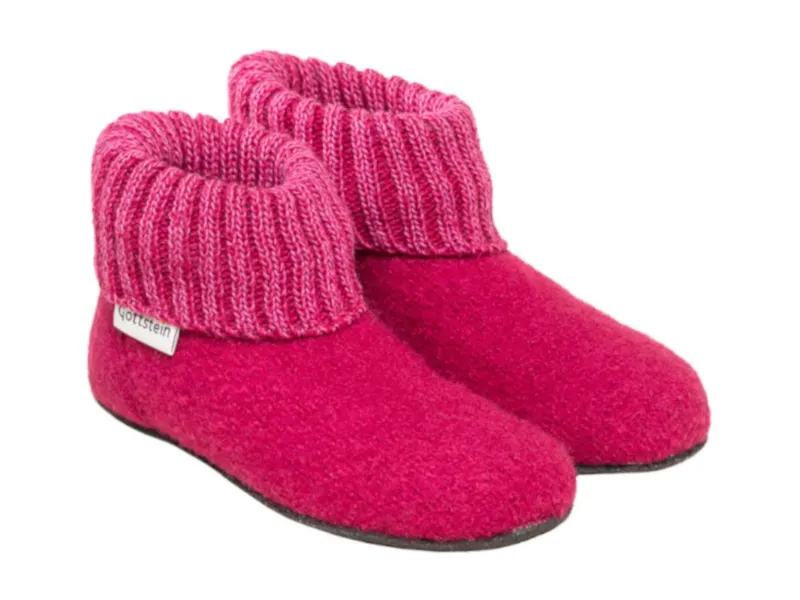 Gottstein Gottstein Kinder-Hüttenschuh Alpine Boot FE - Kinderhausschuh für Mädchen & Jungen aus 100% Schurwolle, Pink, – Produktbild 1 von 6