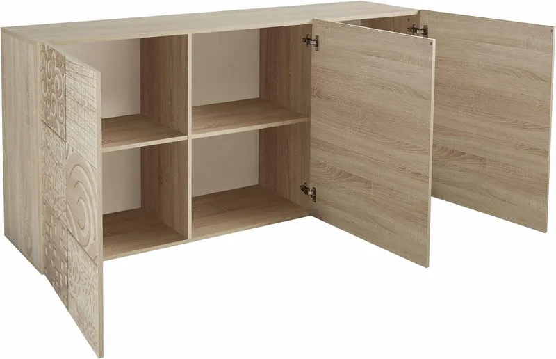 Home affaire Sideboard Miro, Breite 181 cm mit dekorativem Siebdruck, Beige, – Produktbild 8 von 8