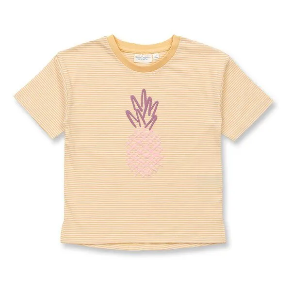 Sense Organics Sense Organics T-Shirt für Kinder, Modell SOPHIE, Butterblumengelb-weiß geringelt mit ananas, – Produktbild 1 von 4