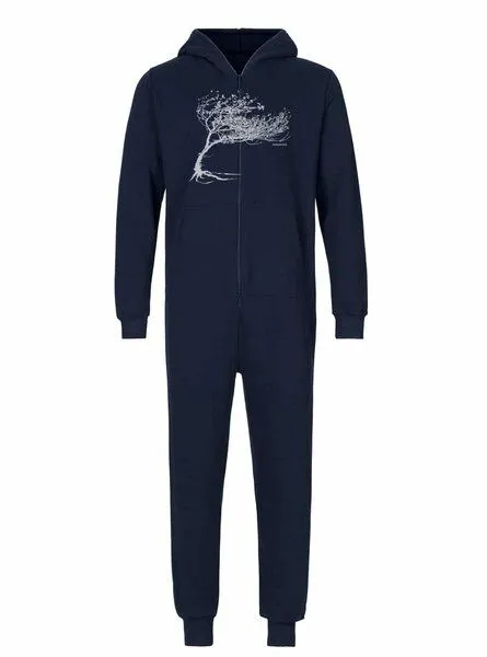 Peaces.bio - handbedruckte Biomode Peaces.bio - handbedruckte Biomode Jumpsuit Windy Tree Damen, Navy, – Produktbild 1 von 2
