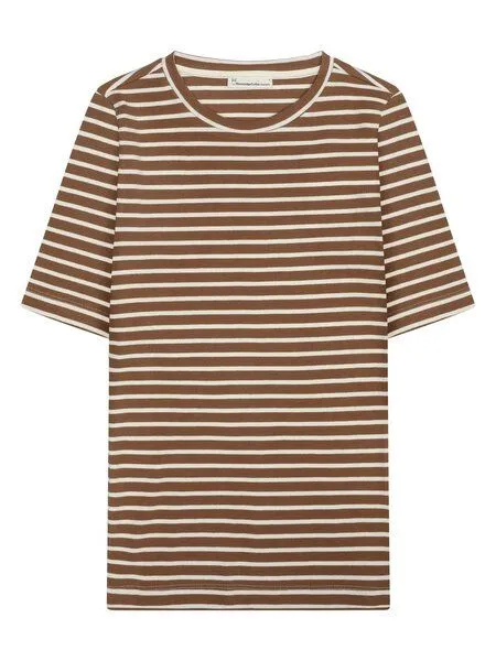 KnowledgeCotton Apparel KnowledgeCotton Apparel T-Shirt - CANNA gestreift, Braun (dark brown stripe), – Produktbild 1 von 2