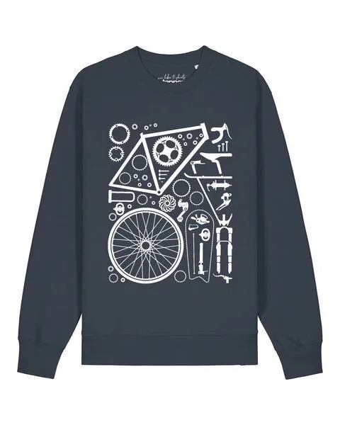 watapparel watapparel Sweatshirt Unisex Fahrradteile, India ink grey, – Produktbild 1 von 2
