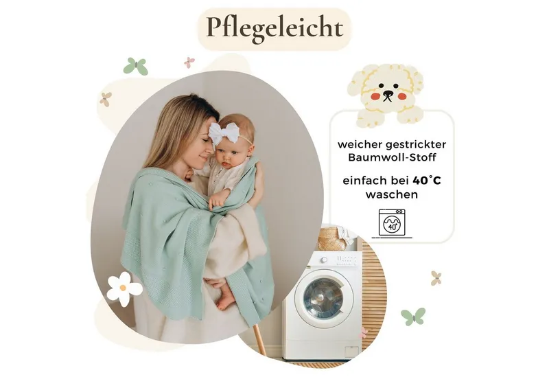 furora BABY furora BABY Babydecke Baumwolle (Bio) XXL (75x100 cm) Mädchen + Junge, Kuscheldecke Baby, Rosé, – Produktbild 4 von 5