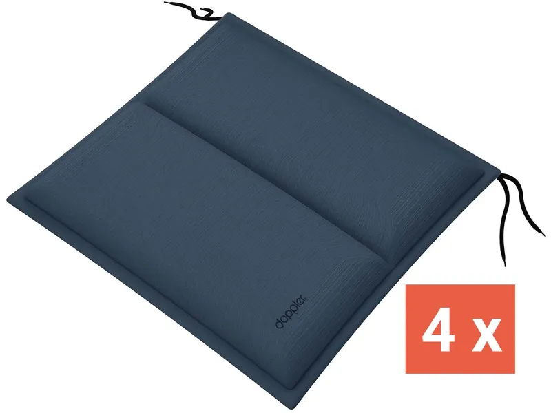 Doppler doppler Sitzkissen "CITY" mit Längssteppung, 4er-Pack, 48x48x6 cm, Polyester, dunkelblau – Produktbild 1 von 1