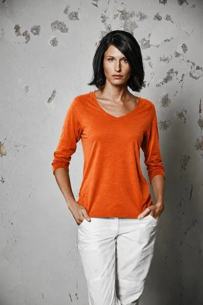 HempAge HempAge Raglanshirt mit 3/4-Arm Hanf/Biobaumwolle, Nectarine (orange), – Produktbild 2 von 4