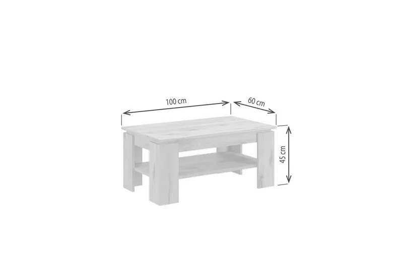 xonox.home Couchtisch Titan, Weiß Modern 100x45x60 cm, Weiß, – Produktbild 3 von 4