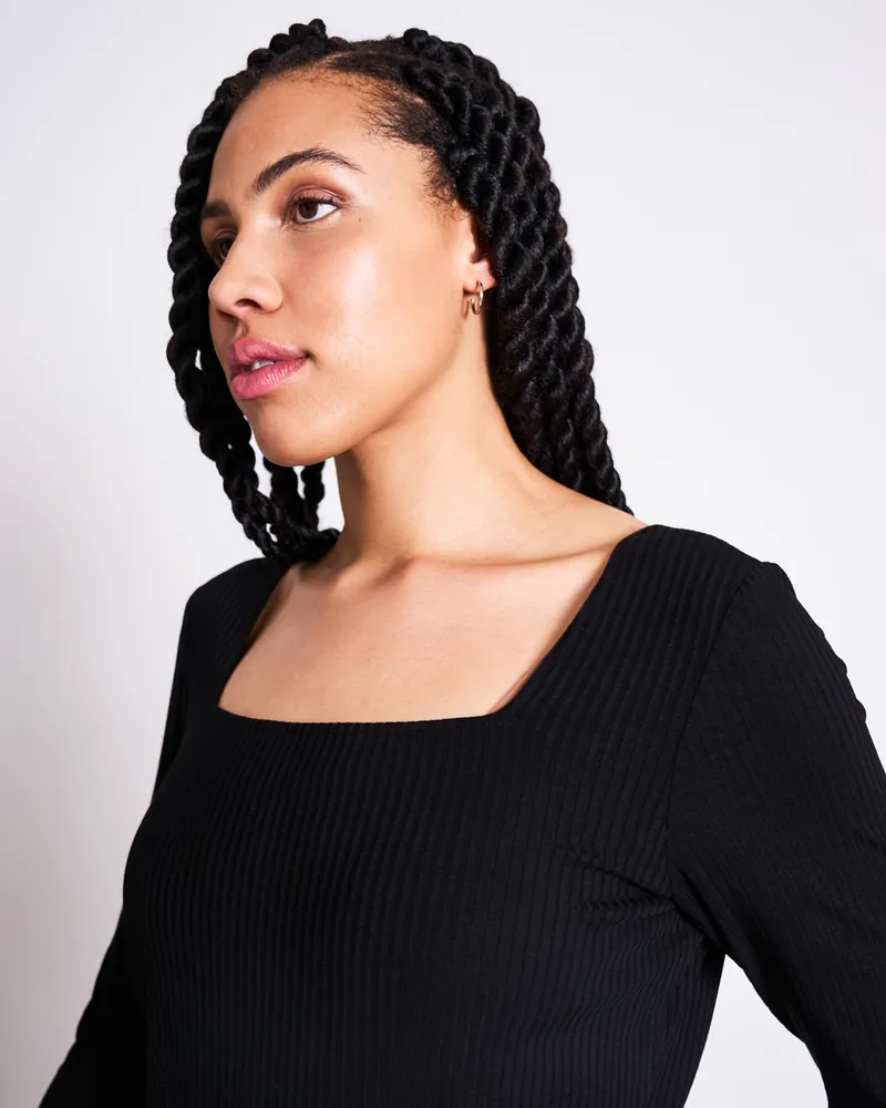 JAN N JUNE JAN 'N JUNE Damen vegan T-Shirt Longsleeve Fria Schwarz, Schwarz, – Produktbild 1 von 3