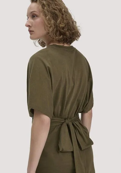 hessnatur hessnatur Jersey Kleid Midi Oversize aus reiner Bio-Baumwolle, Goldoliv, – Produktbild 2 von 4