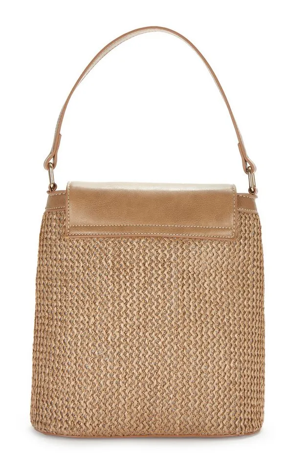 Lascana Lascana Umhängetasche Schultertasche, Strandtasche, Tragetasche, Korbtasche, Crossbody Bag, Handtasche Damen zum Umhängen in modischer Bast-Optik VEGAN, Blau, – Produktbild 4 von 5