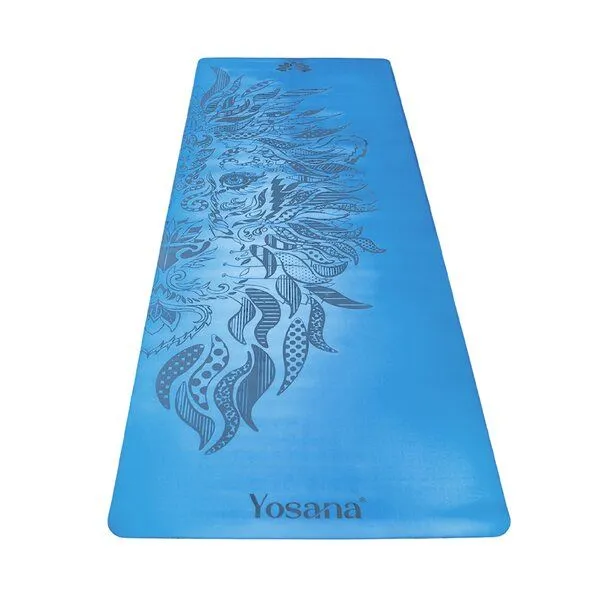 Yosana Yosana Yogamatte Ultra Grip inkl. Baumwolltragegurt, Blau löwe, – Produktbild 1 von 4