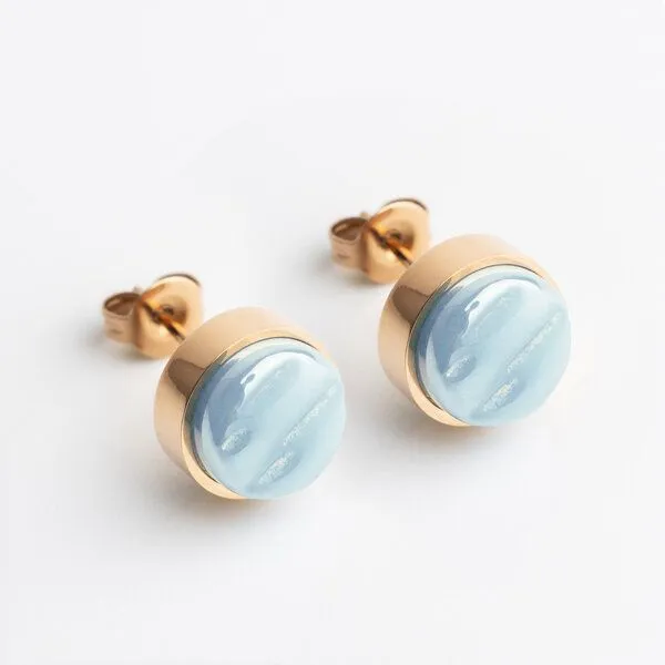 ALEXASCHA ALEXASCHA Edelstahl Ohrstecker mit Glasstein | Roségold, Himmelblau, – Produktbild 1 von 4