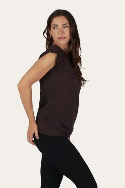 Urban Goddess Urban Goddess Lockeres Asana-Yoga-Shirt, Coffee (braun), – Produktbild 3 von 5