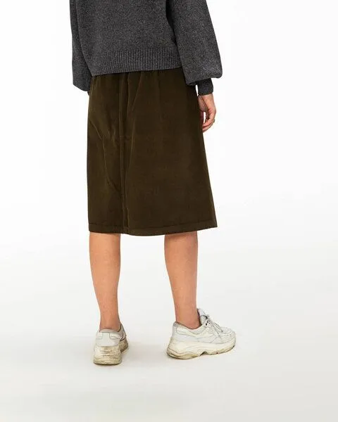 MATONA Matona Ausgestellter Midi-Rock für Frauen aus 100% Baumwollcord / Flared Corduroy Skirt, Moss, – Produktbild 2 von 4