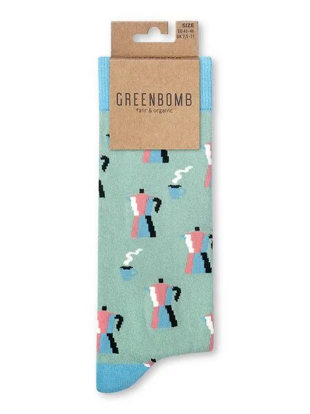 GreenBomb GREENBOMB Coffee Socks - Lässige Socken aus Bio-Baumwoll Mix / hochwertiger Print / Fair & Vegan, Weiß (mix), – Produktbild 1 von 2