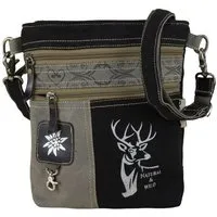 Domelo Domelo Umhängetasche. Canvas Trachtentasche mit Hirsch-Motiv, grau/ schwarz – Produktbild 1 von 1
