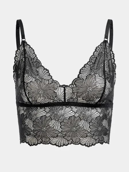 erlich textil erlich textil Classy Lace Bralette, bügelloses Bustier mit Spitze aus weichem recyceltem Polyamid, made in Europe, Schwarz, – Produktbild 6 von 6