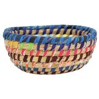 El Puente El Puente "Pastell" Korbschale aus Kaisa-Gras und Sari-Stoff | Fair Trade & Handmade aus Bangladesch – Produktbild 1 von 1