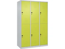 C+P C+P Doppelstock-Spind Classic PLUS, 6 Fächer, 1850x1200x500mm, Lichtgrau/Clowngrün – Produktbild 1 von 1