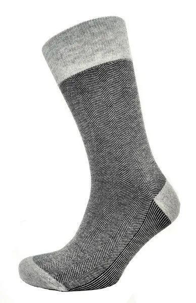 BLS Organic BLS Organic 2er Pack GOTS zertifiziert 98 % Bio-Baumwolle Zickzack-Muster Herren Socken, Mel grau, – Produktbild 2 von 2