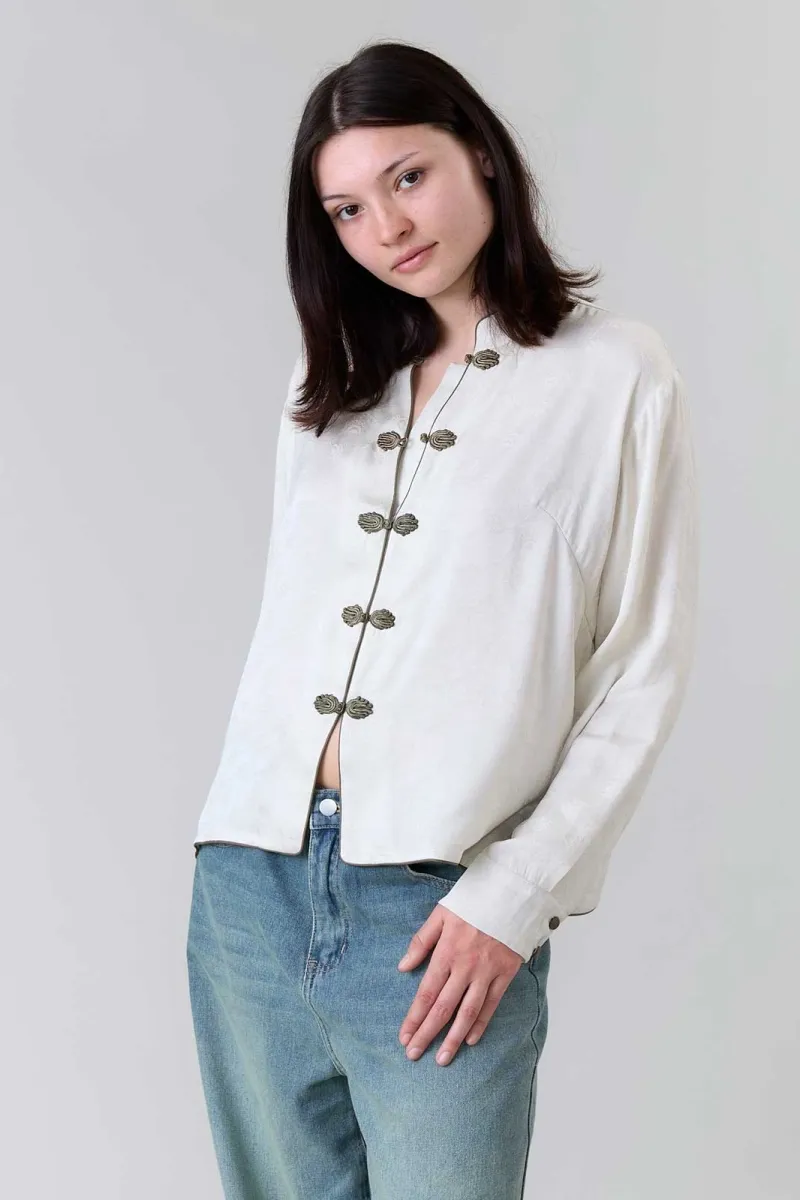 Yahmo Yahmo Damen vegan Bluse Erna Jasmine Weiß, Weiß, – Produktbild 2 von 2