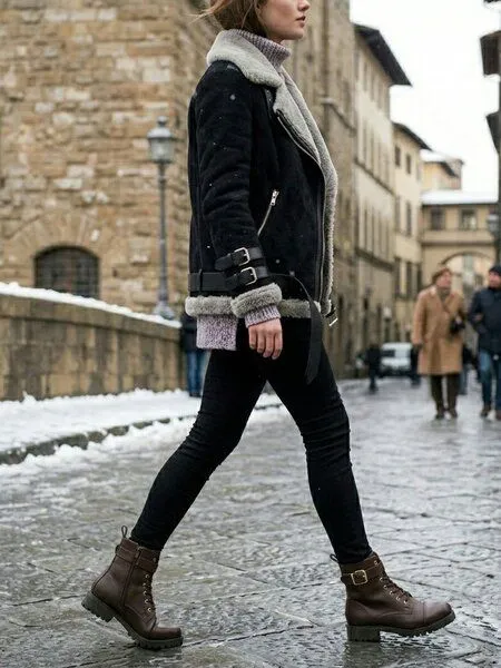 Will's Vegan Shop Will's Vegan Shop Arbeitsstiefel mit Schnallen Frauen, Schwarz, – Produktbild 2 von 2