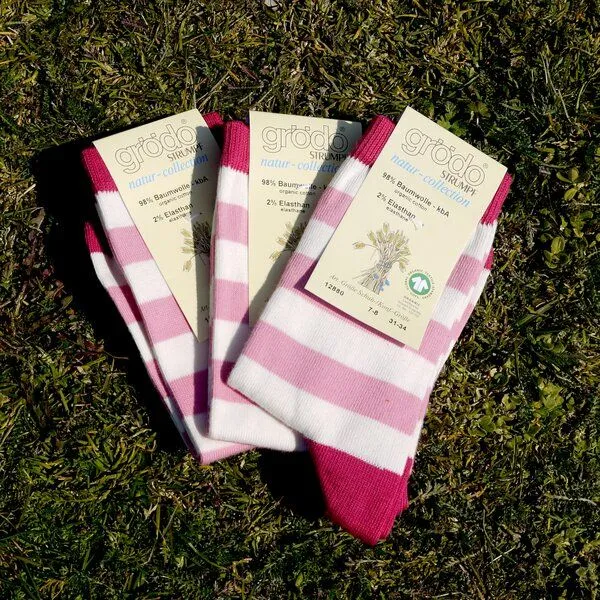 grödo grödo Baby -/Kindersocken (3er Pack), Rosa/weiss, – Produktbild 1 von 4