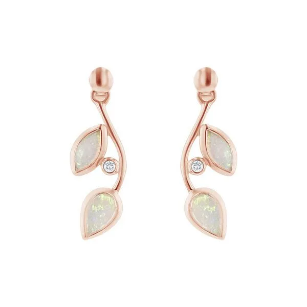 Eppi Eppi Ohrstecker mit Opalen in Blattform und Diamanten Corbett, Rosa, – Produktbild 3 von 4