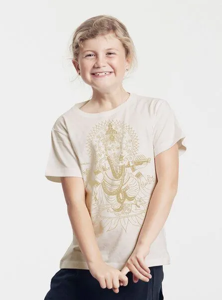 Peaces.bio - handbedruckte Biomode Peaces.bio - handbedruckte Biomode Bio-Kinder T-Shirt Ganesha, Natur, – Produktbild 2 von 2