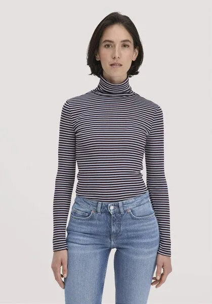 hessnatur hessnatur Streifen Softrib Longsleeve Fitted aus Bio-Baumwolle und Modal, Himmelblau, – Produktbild 1 von 4